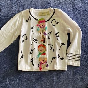 Design Options Caroling Characters cardigan Medium